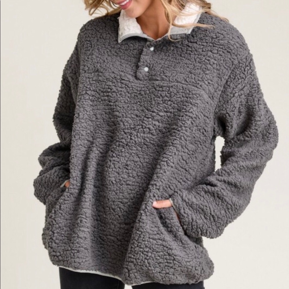 Gray Sherpa Pullover